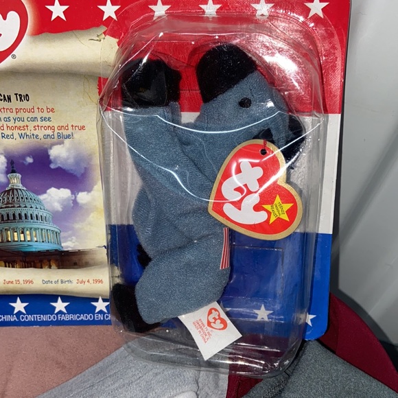 NIB RARE VINTAGE TY LEFTY MCDONALDS DONKEY BEANIE BABY ONE OF THE AMERICAN TRIO - Picture 3 of 9
